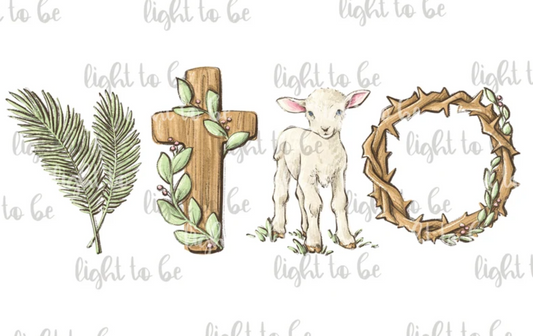 LAMB JESUS EASTER WOODEN CROSS DTF TRANSFER PRINT TO ORDER 711