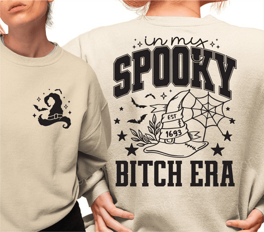 In my SPOOKY Bitch ERA Halloween SINGLE COLOR BLACK size ADULT FRONT BACK DTF TRANSFERPRINT TO ORDER - Do it yourself Transfers