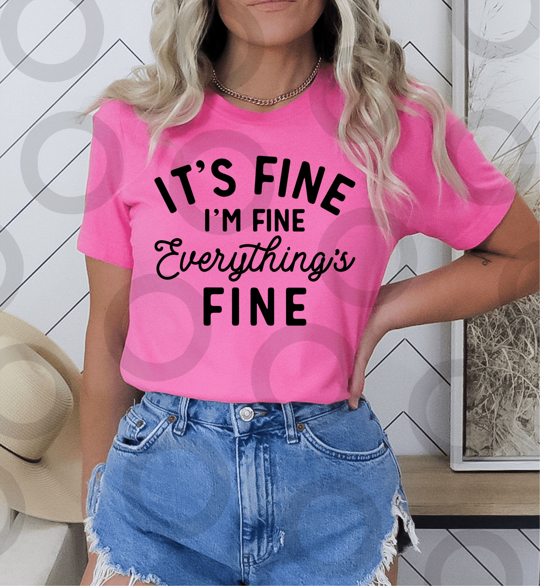 It's Fine I'm Fine everything's fine SINGLE COLOR BLACK size ADULT DTF TRANSFERPRINT TO ORDER - Do it yourself Transfers