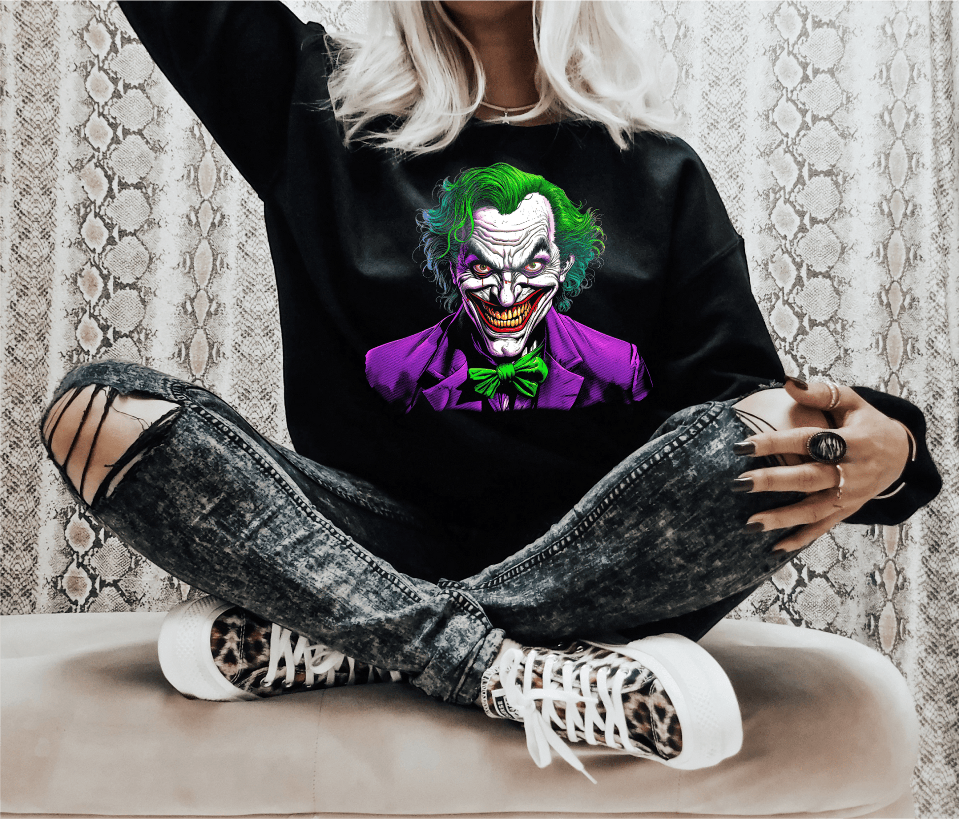 JOKER haha purple suit green hair BLACKED OUT DESIGN ONLY FOR DARK COLORS ADULT DTF TRANSFERPRINT TO ORDER - Do it yourself Transfers