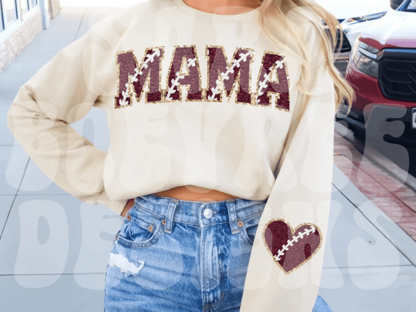 MAMA heart FOOTBALL sports DTF size ADULT DTF TRANSFER PRINT TO ORDER - Do it yourself Transfers