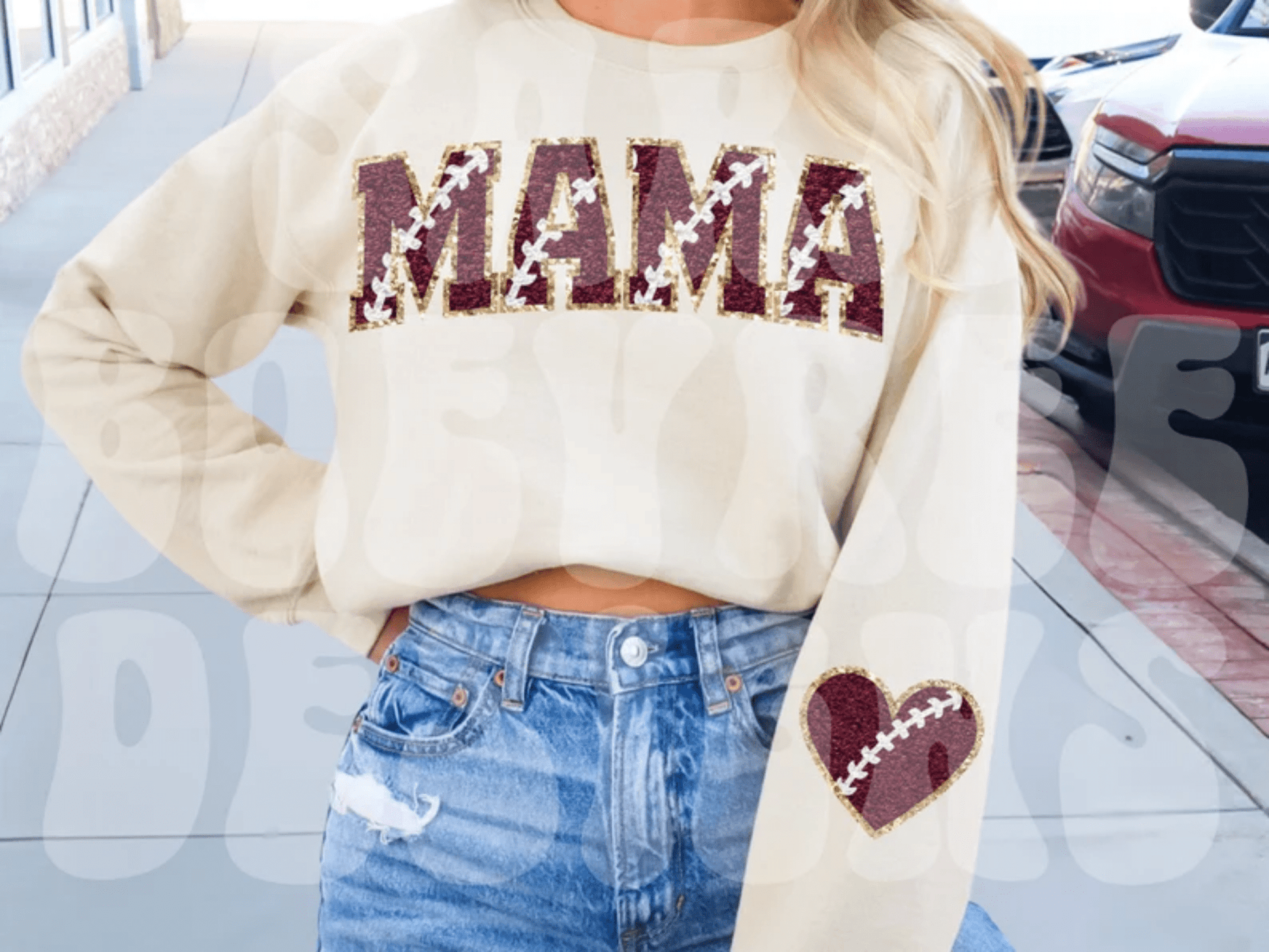 MAMA heart FOOTBALL sports DTF size ADULT DTF TRANSFER PRINT TO ORDER - Do it yourself Transfers