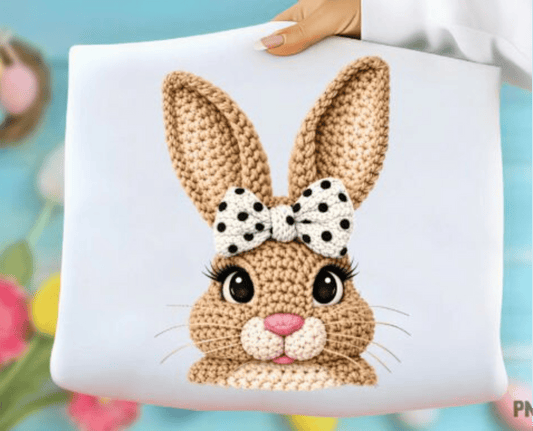 RTS BUNNY YARN POLKA DOT BOW DTF DIRECT TO FILM transfers ADULT 10X11.5 - Do it yourself Transfers