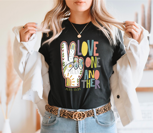 Love One Another John 13:34 Flowers Peace sign DTF TRANSFER PRINT TO ORDER 205